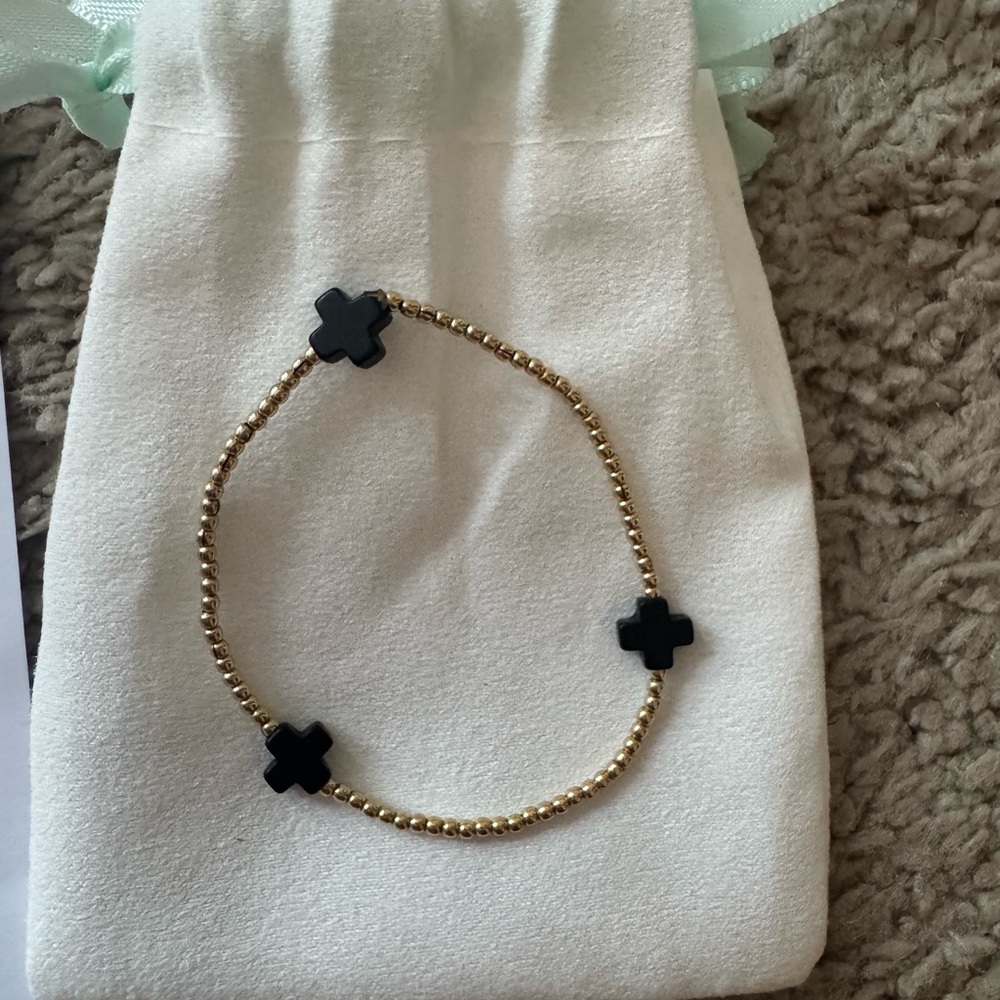 Gold and Black Beaded Bracelet